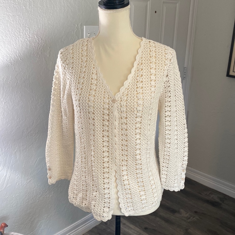 3 for $20!!    Vintage white crochet sweater